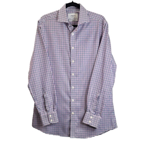 Charles Tyrwhitt Shirt Mens Sz 16.5 /36 Gingham Check Slim Fit Non Iron Business - Picture 1 of 7